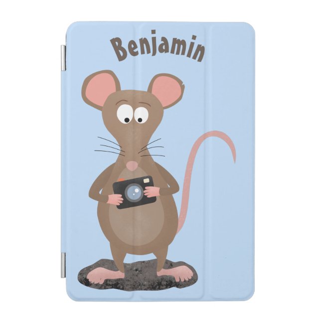 Funny rat with camera cartoon illustration iPad mini cover (Front)
