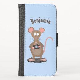 Funny rat with camera cartoon illustration iPhone x wallet case