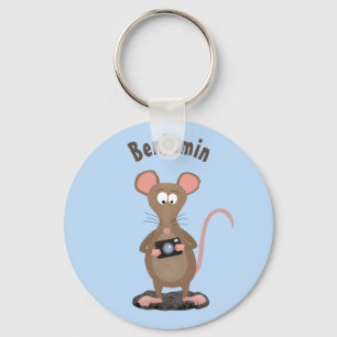 Funny rat with camera cartoon illustration keychain