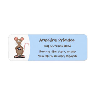 Funny rat with camera cartoon illustration label
