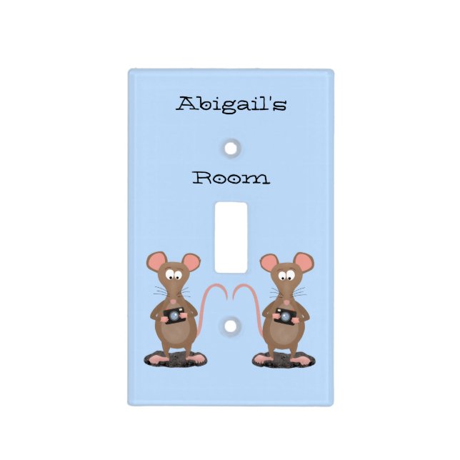 Funny rat with camera cartoon illustration light switch cover (Front)