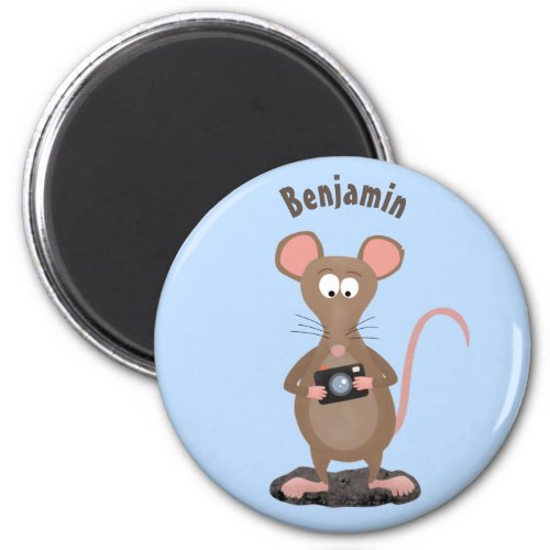Funny rat with camera cartoon illustration magnet