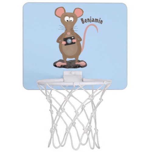Funny rat with camera cartoon illustration mini basketball hoop