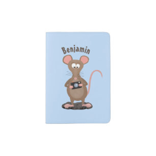 Funny rat with camera cartoon illustration passport holder