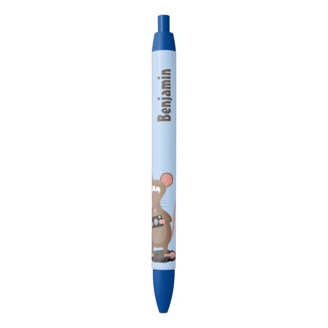 Funny rat with camera cartoon illustration pen (Front Vertical)
