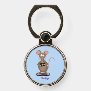 Funny rat with camera cartoon illustration phone ring stand