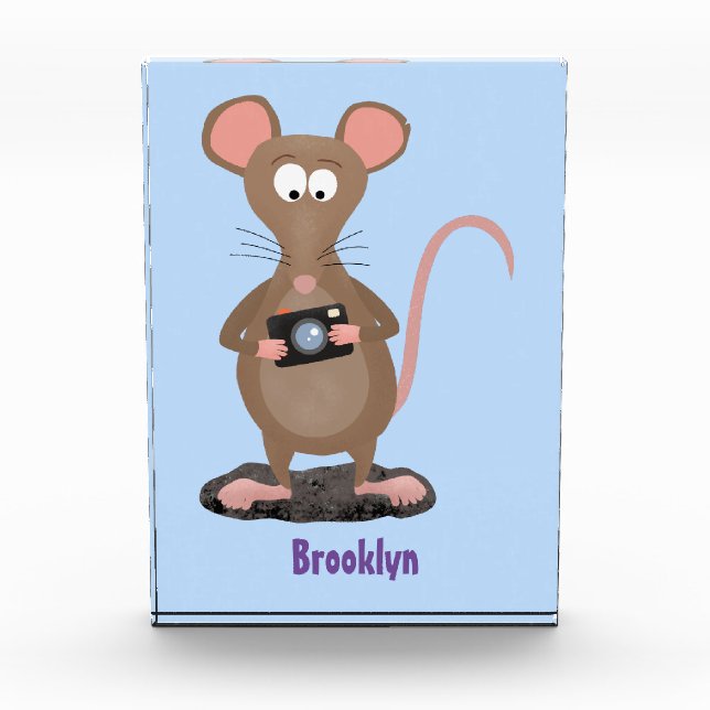 Funny rat with camera cartoon illustration photo block (Front)