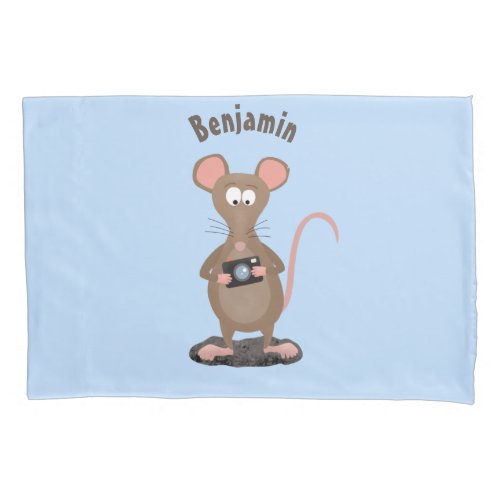 Funny rat with camera cartoon illustration pillow case