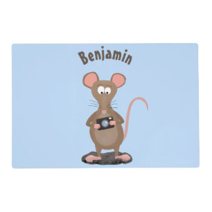 Funny rat with camera cartoon illustration placemat