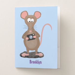 Funny rat with camera cartoon illustration pocket folder