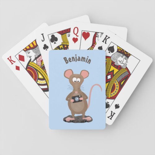 Funny rat with camera cartoon illustration poker cards