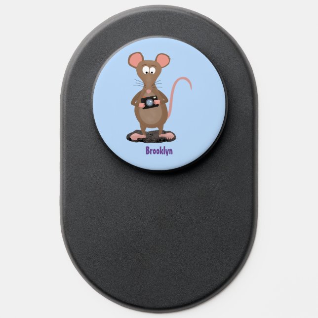 Funny rat with camera cartoon illustration PopSocket (Popsocket)