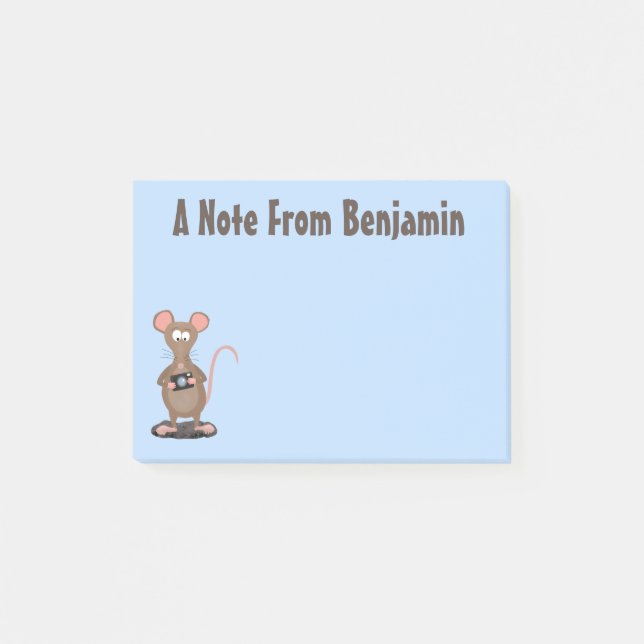 Funny rat with camera cartoon illustration post-it notes (Front)