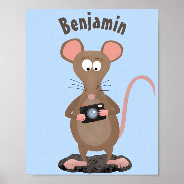 Funny rat with camera cartoon illustration poster Zazzle