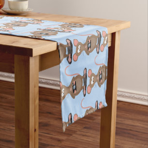 Funny rat with camera cartoon illustration short table runner