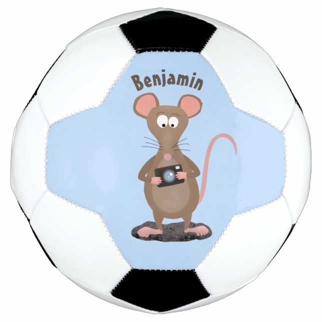 Funny rat with camera cartoon illustration soccer ball (Front)