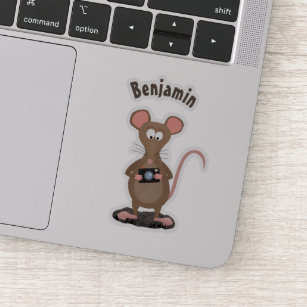 Funny rat with camera cartoon illustration sticker