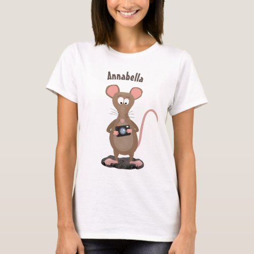 Funny rat with camera cartoon illustration T_Shirt
