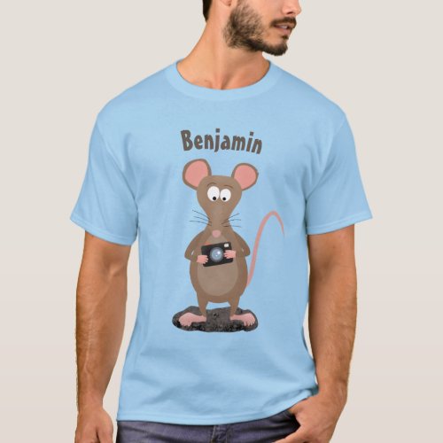 Funny rat with camera cartoon illustration T_Shirt