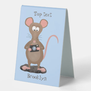 Funny rat with camera cartoon illustration table tent