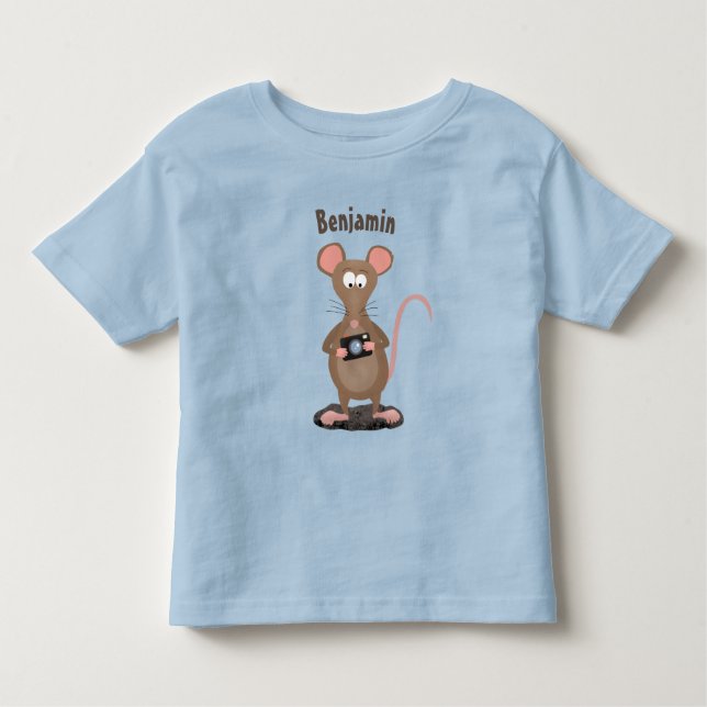 Funny rat with camera cartoon illustration toddler t-shirt (Front)