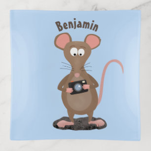 Funny rat with camera cartoon illustration trinket tray
