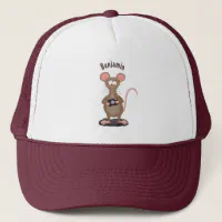 Funny rat with camera cartoon illustration trucker hat