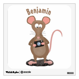 Funny rat with camera cartoon illustration wall decal
