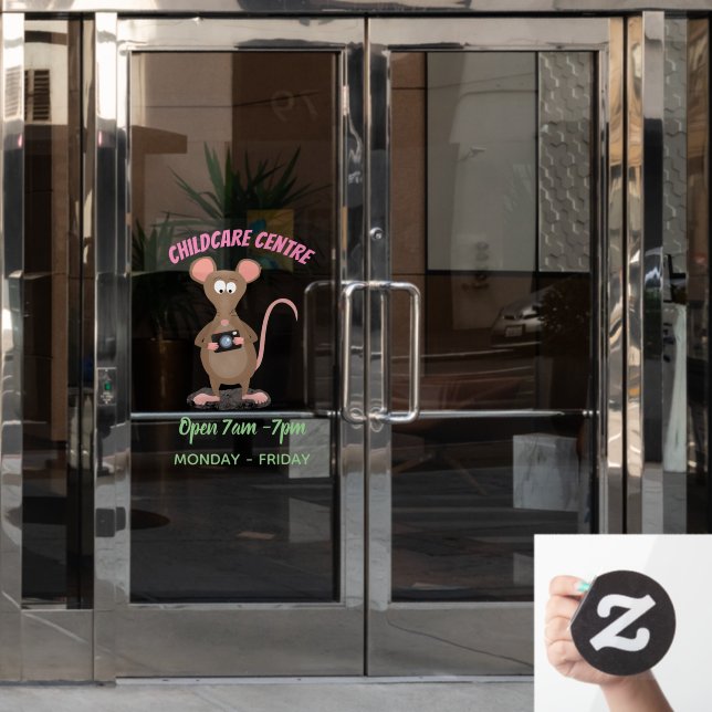 Funny rat with camera cartoon illustration window cling (Office Door)