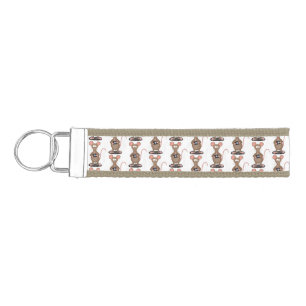 Funny rat with camera cartoon illustration wrist keychain