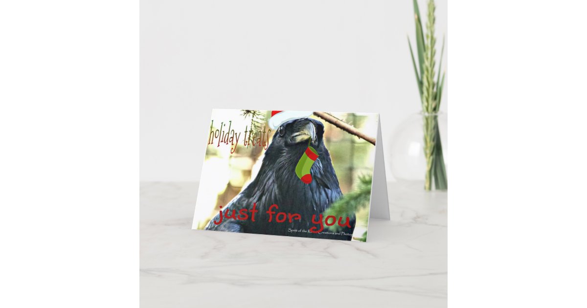 Funny Raven Christmas Greeting Card | Zazzle