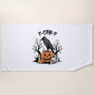 Funny Raven, F-Caw-F, Skull Raven, Gothic Crow Beach Towel