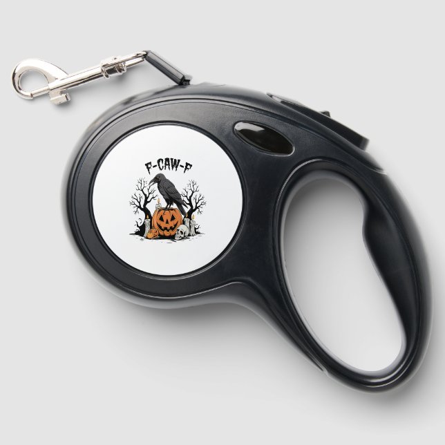 Funny Raven, F-Caw-F, Skull Raven, Gothic Crow Retractable Pet Leash (Front)