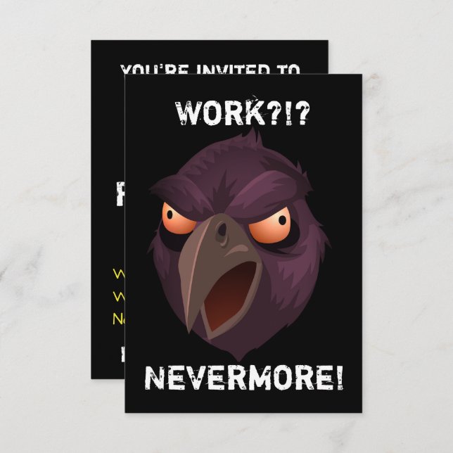 Funny Raven Retirement Invitation (Front/Back)