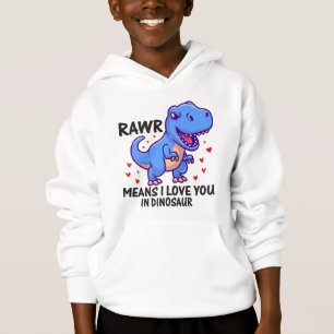 Funny Rawr Mean i Love You Valentines Day Boys Hoodie