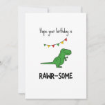 Funny Rawr-some Dinosaur Pun Birthday Card<br><div class="desc">Hope your birthday is rawr-some - funny pun birthday card with a minimalist illustration of a t-rex</div>