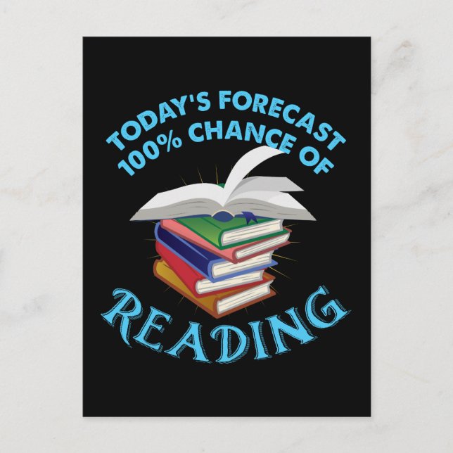 Funny Reading - 100% Chance of Reading Postcard (Front)