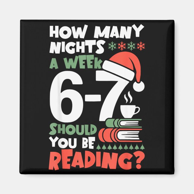 Funny Reading 67 Meme Englieacher Christmas Book L Magnet (Front)