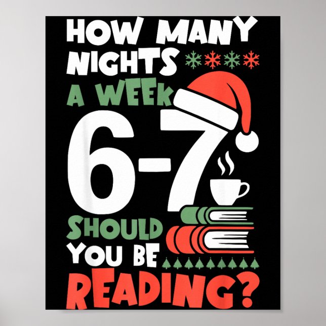 Funny Reading 67 Meme Englieacher Christmas Book L Poster (Front)