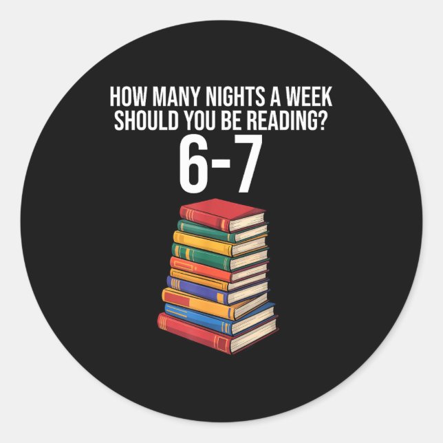 Funny Reading Book Teacher 67 Six Seven Meme  Classic Round Sticker (Front)