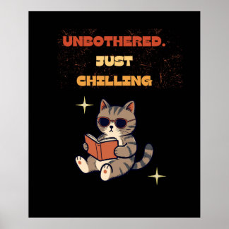 Funny Reading Cat Poster