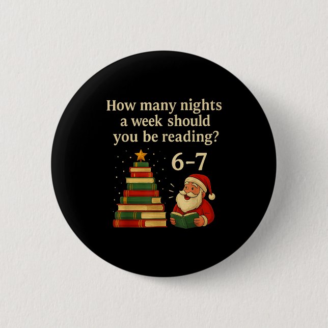 Funny Reading Christmas Tree Book– Reading 6 7 Mem Button (Front)