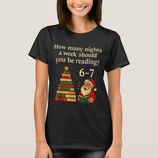 Funny Reading Christmas Tree Book– Reading 6 7 Mem T-Shirt (Front)