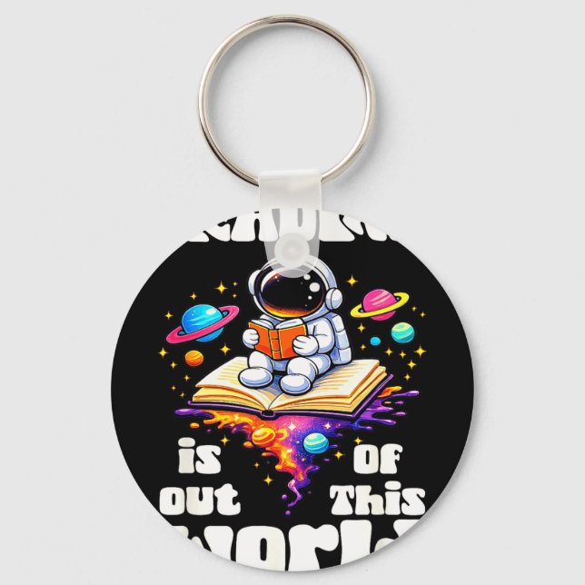 Funny reading is out of this world space cute keychain (Front)