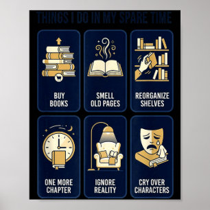 Funny reading things do in spare time bookworm poster