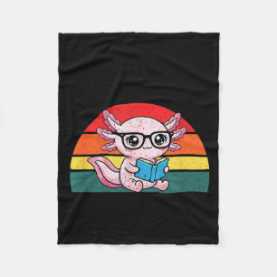 Funny readsolotl pink kawaii axolotl book lover fleece blanket
