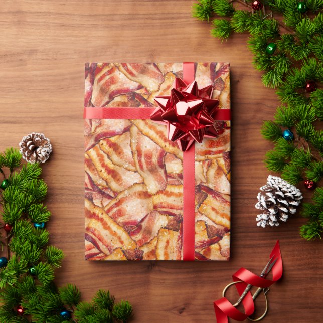 Funny Real Bacon Pattern Gag Gift Wrapping Paper (Holiday Gift)