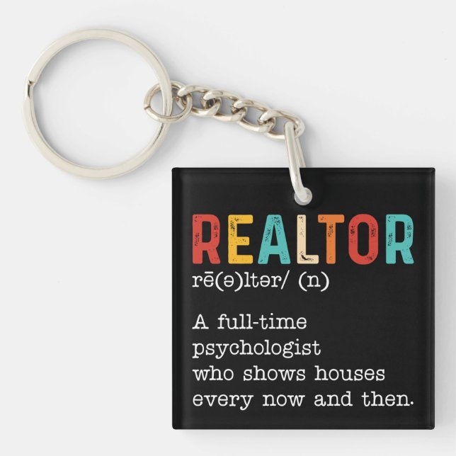 Funny Real Estate Agent Realtor Job Description Keychain (Front)