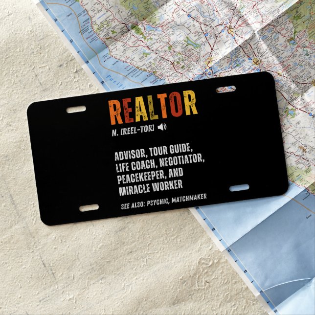 Funny Real Estate Broker Realtor  License Plate (In Situ)