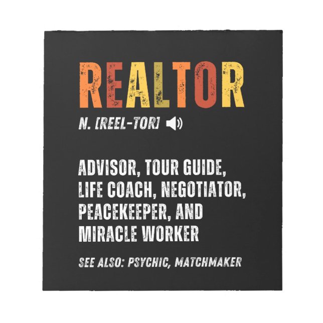 Funny Real Estate Broker Realtor  Notepad (Front)